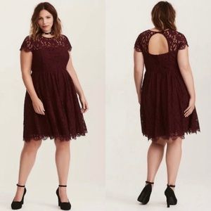 Torrid Lace Open Back Mini Skater Dress